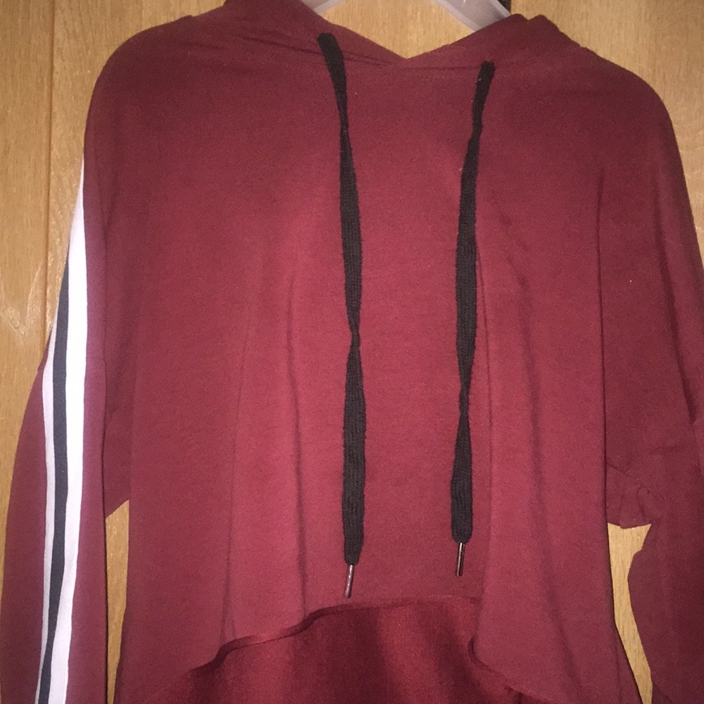 Burgundy Cropped Hoodie
